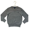 Polo Ralph Lauren Gray V-Neck Cotton Sweater, Elbow Patches - Size 7