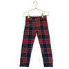 Janie and Jack Navy & Red Plaid Gold Button Leggings - Size 5