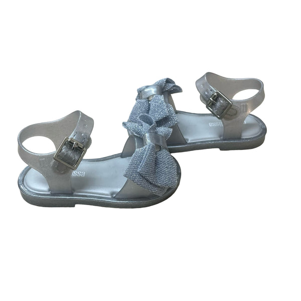 Mini Melissa Silver Bow Sandals - Size 5