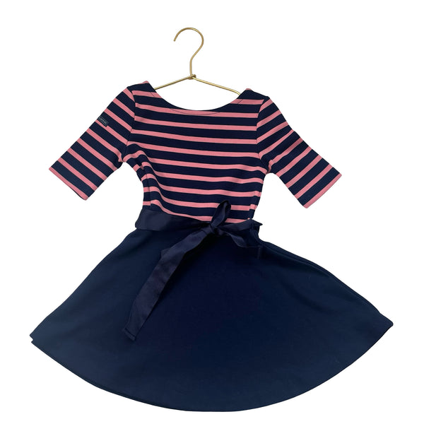 Polo Ralph Lauren Navy & Pink Striped Belted Dress - Size 3