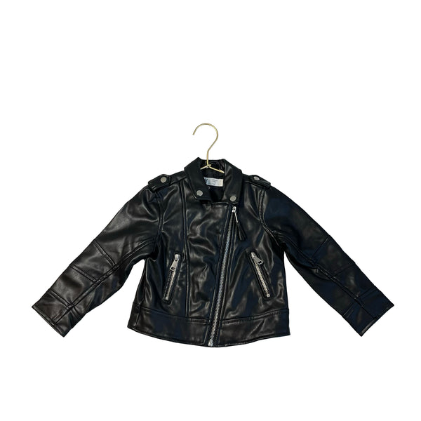 H&M Black Faux Leather Moto Jacket - Size 2T