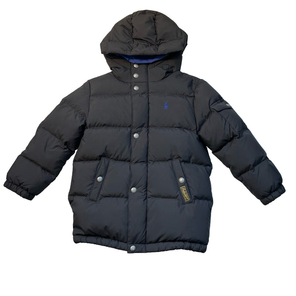 Polo Ralph Lauren Black Hooded Puffer Jacket - Size 5