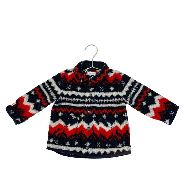 Ralph Lauren Navy, Red, Ivory Pattern Sherpa Jacket - Size 12 Mo