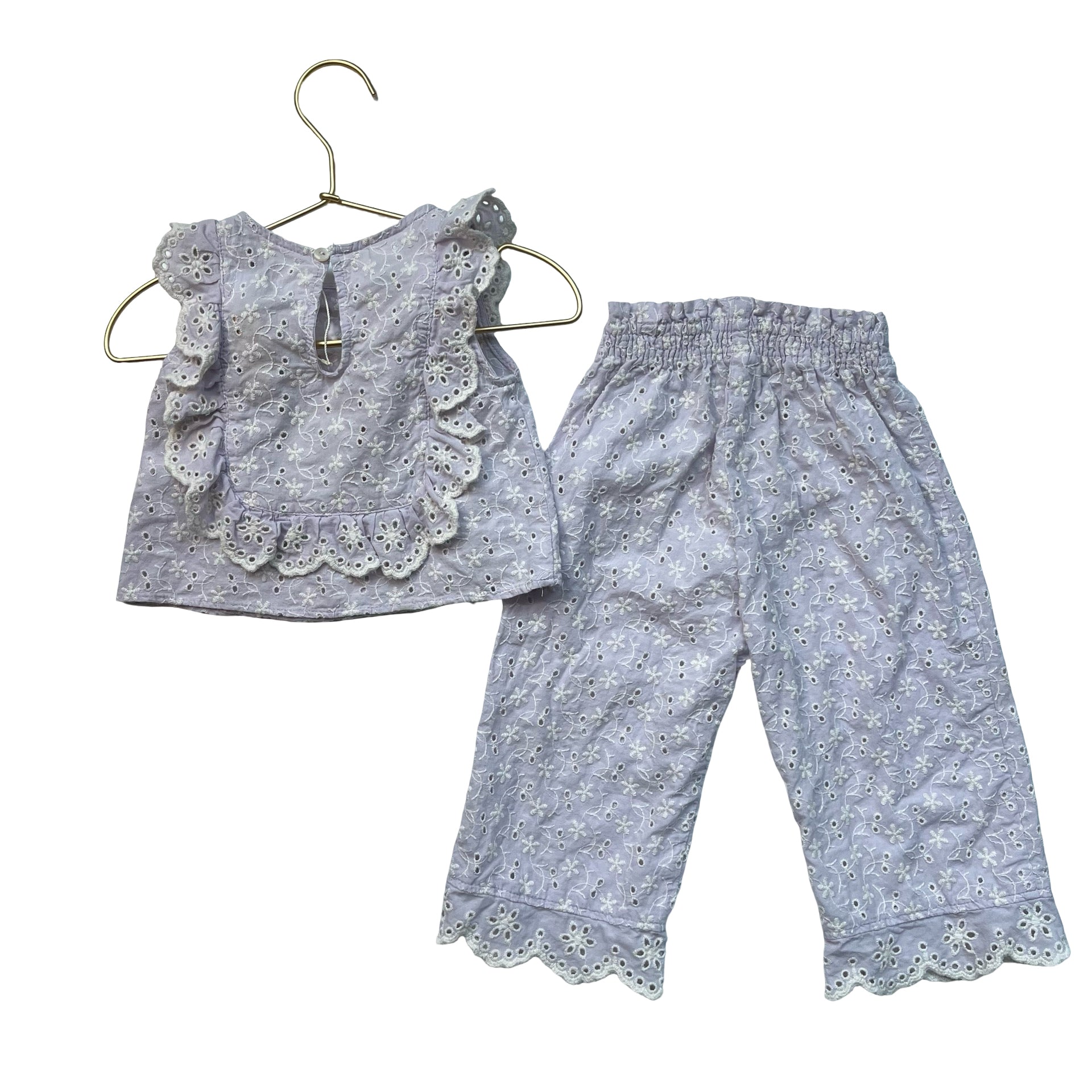 Zara Lavender Eyelet Pants & Top Set - Size 18-24 Mo