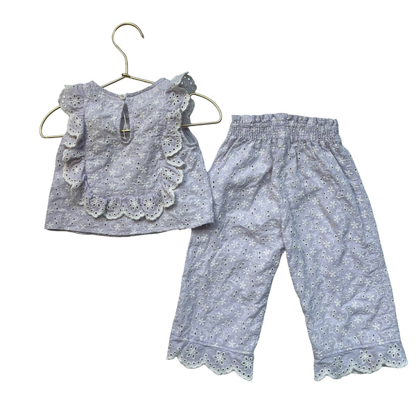 Zara Lavender Eyelet Pants & Top Set - Size 18-24 Mo