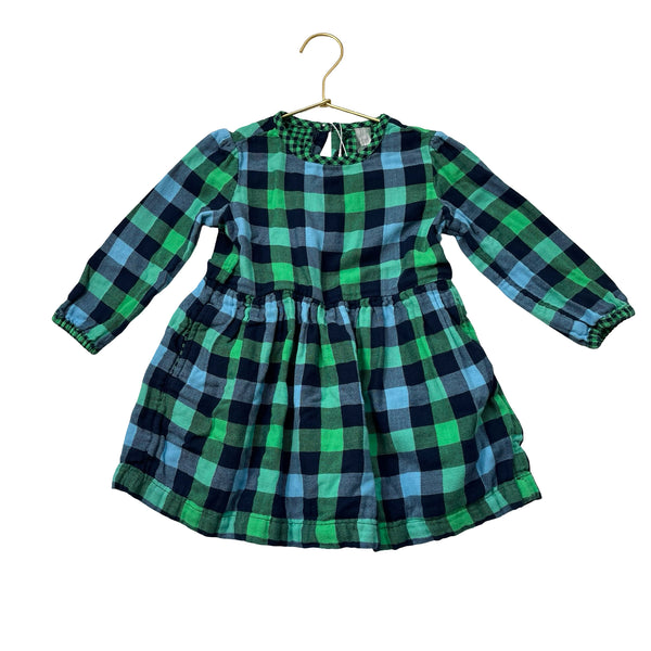 Primary Navy, Green, Blue Plaid Flannel Dress - Size 3