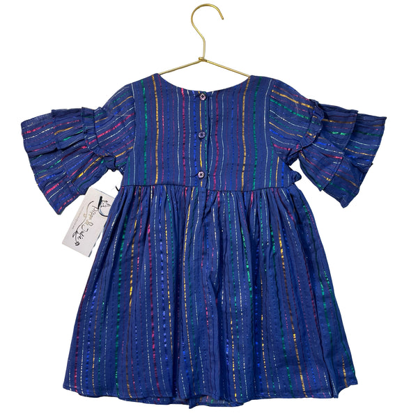 Pippa & Julie Navy & Metallic Stripe Dress - Size 3T