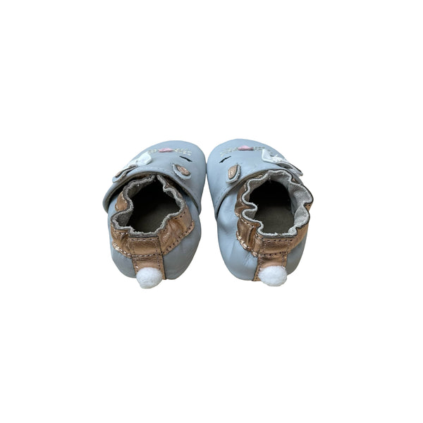 Robeez Gray & Copper Leather Bunny Soft Sole Shoes New in Box - Size 0-6 Mo