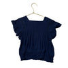 Love Squared Girls Navy Crinkle & Lace Top - Size 7