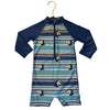 UV Skinz Blue Striped Bird Print Rash Guard Swim Suit Romper - Size 2T