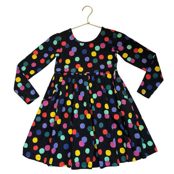 Hanna Andersson Black & Multi-Color Dot Dress - Size 8