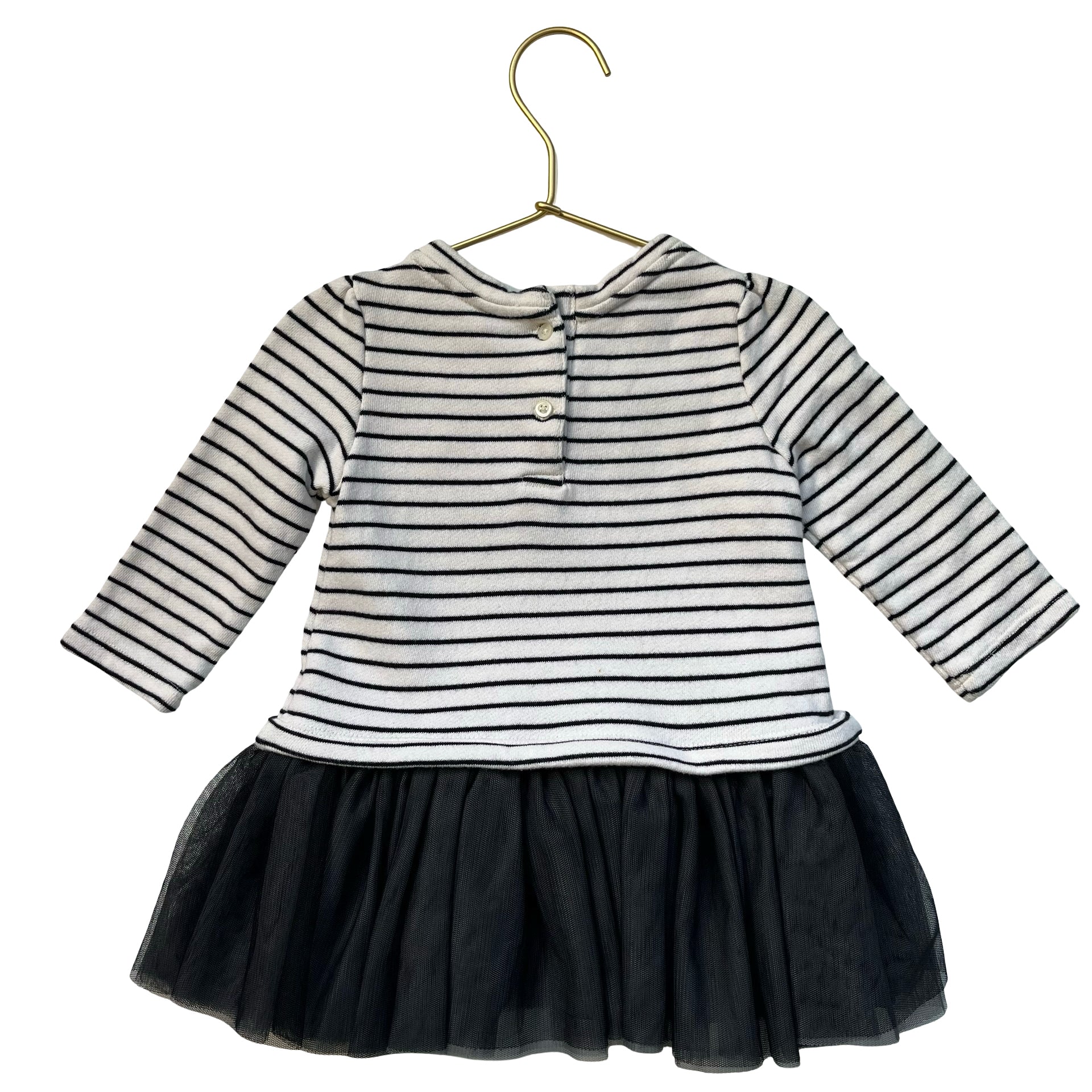 Baby Gap Ivory & Black 'Boo' Sweatshirt & Tulle Dress - Size 6-12 Mo