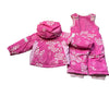 Columbia Pink Print Hooded Winter Jacket & Snow Bib Set - Size 18 Mo