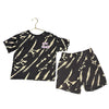 H&M Dark Gray & Tan Tie-Dye Shorts & 'Epic Waves' Tee Set - Size 6