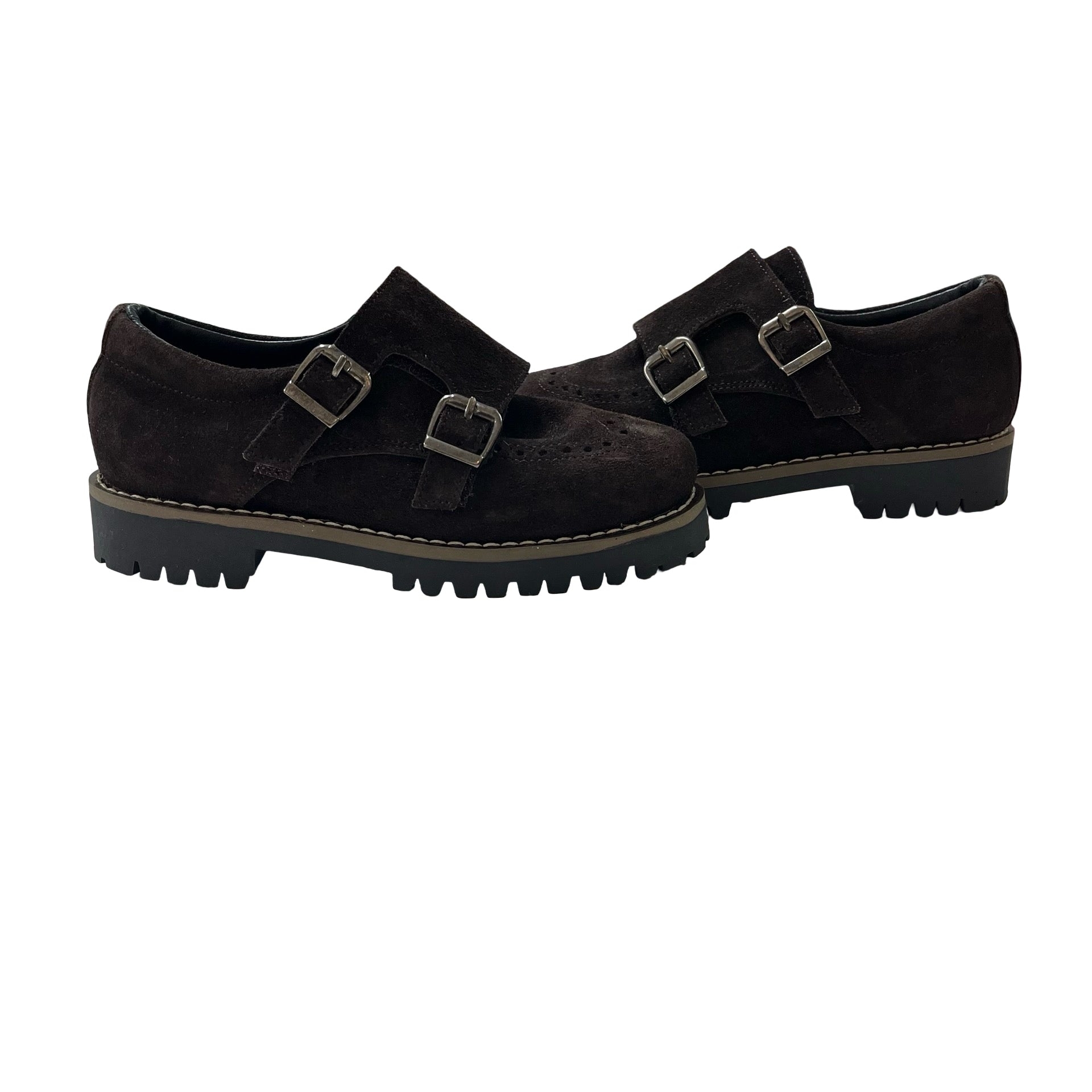Blublonc Dark Brown Suede Buckle Shoes - Size 29 (12)