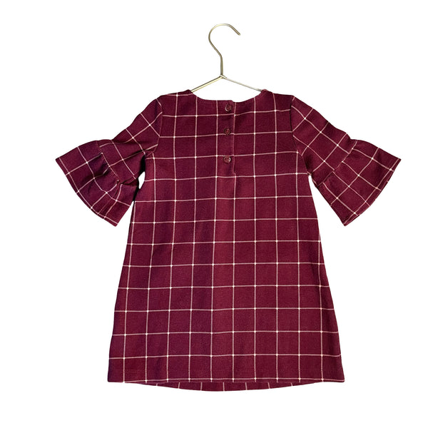 Janie and Jack Burgundy & Pink Windowpane Plaid Dress - Size 3