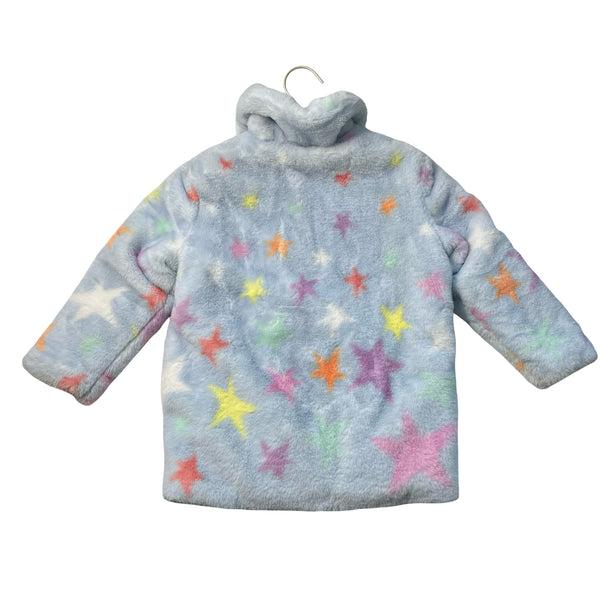 Stella McCartney Kids Light Blue & Pastel Star Faux Fur Jacket - Size 4