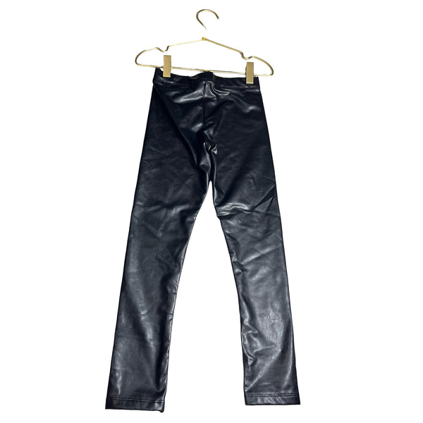 H&M Black Faux Leather Leggings - Size 7