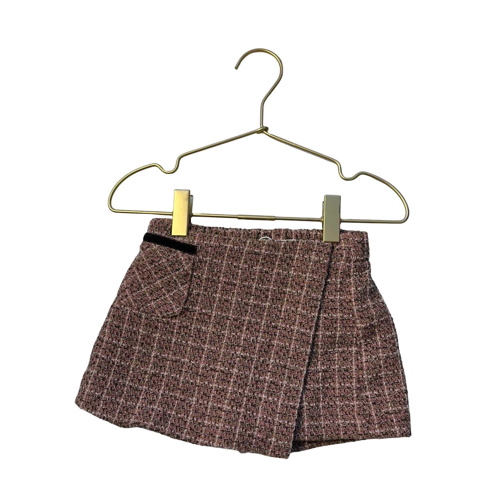 Zara Pink, Tan, Ivory Tweed Skort Shorts - Size 3