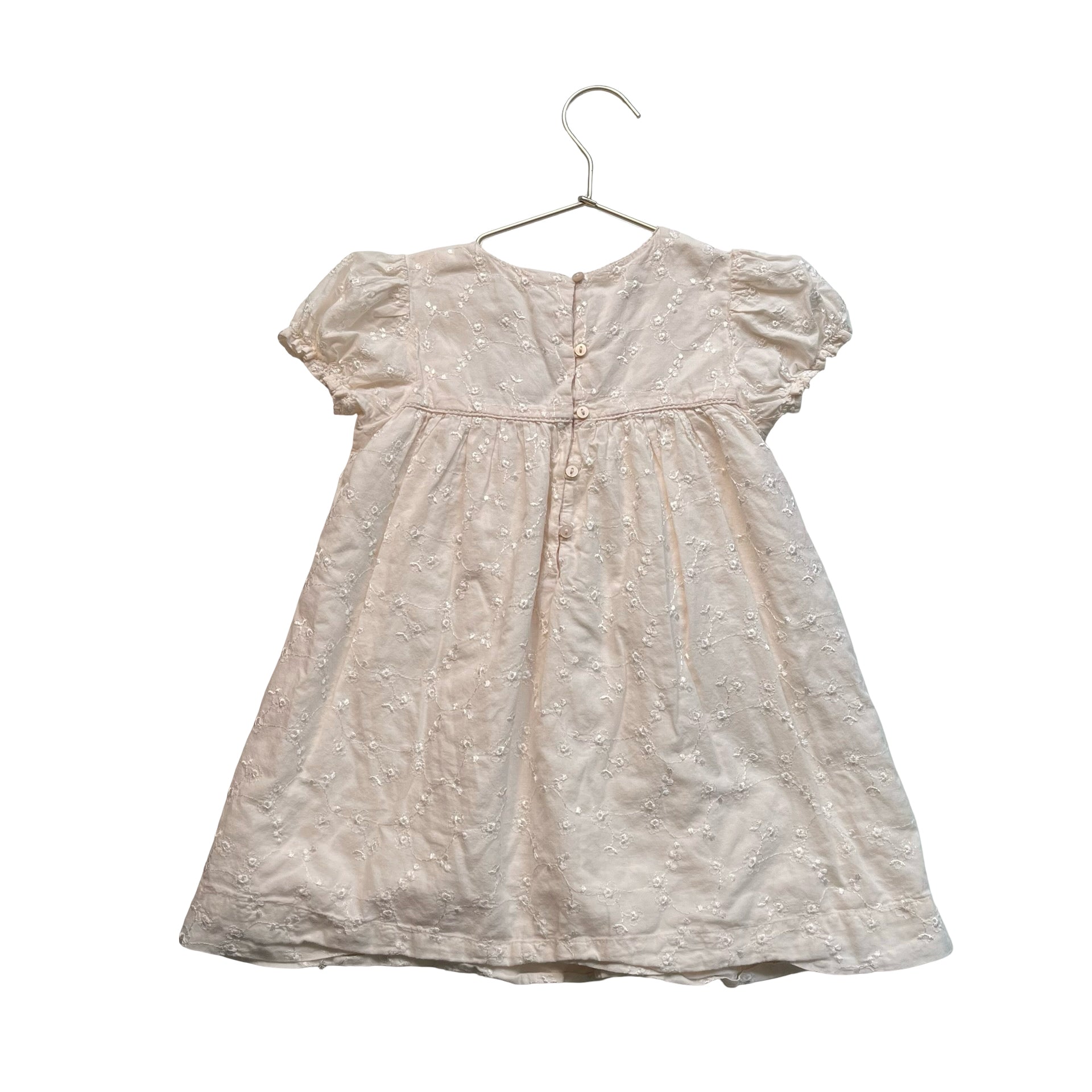 Zara Ivory & Pink Embroidered Dress - Size 4-5
