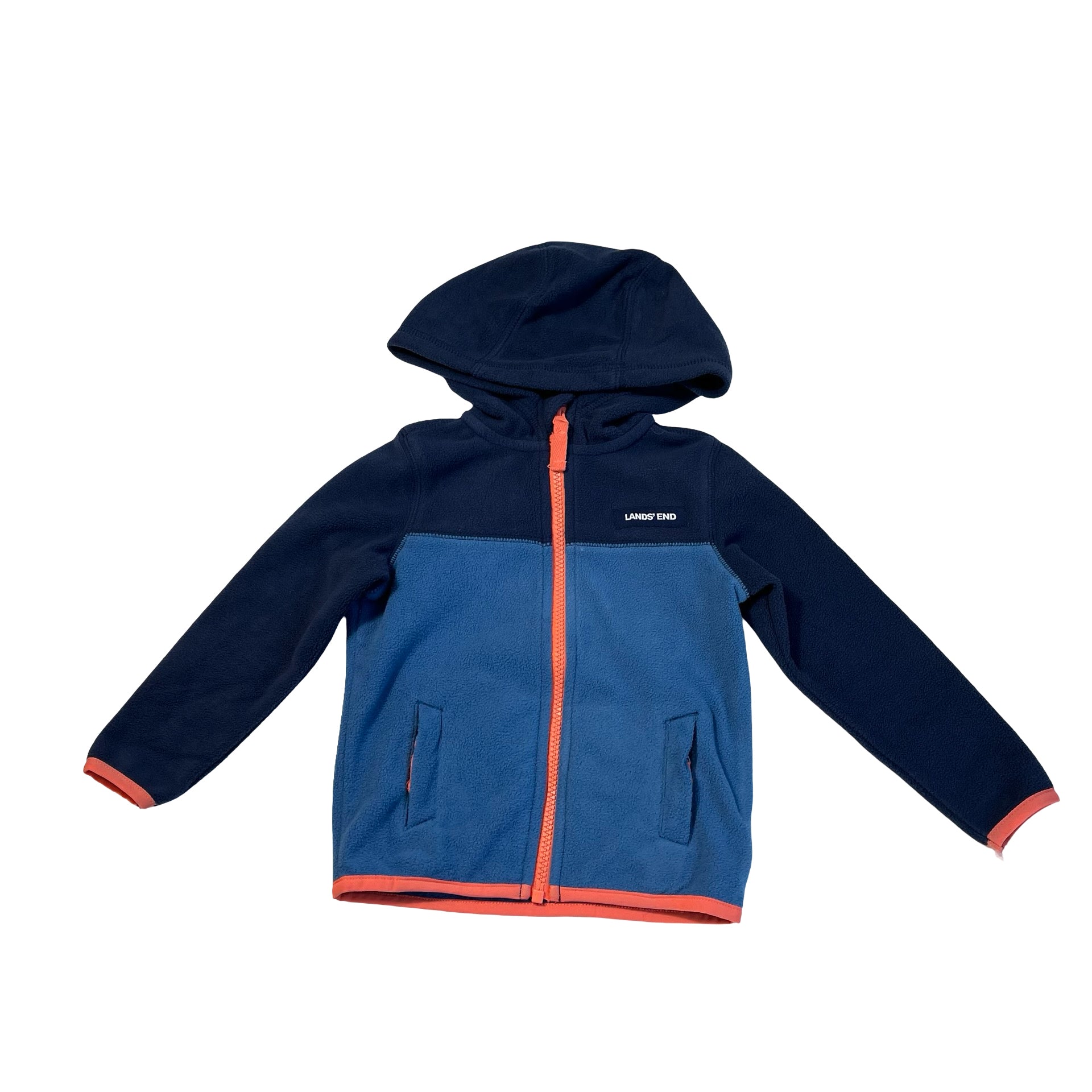 Lands' End Blue & Navy Hooded Fleece Jacket - Size 2T