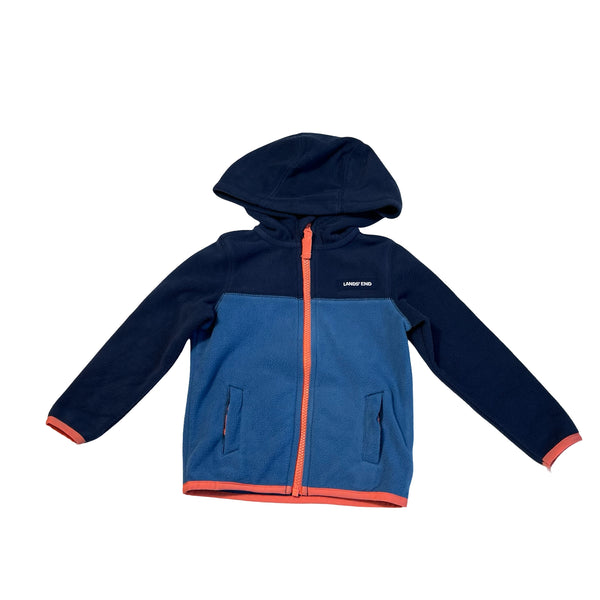 Lands' End Blue & Navy Hooded Fleece Jacket - Size 2T