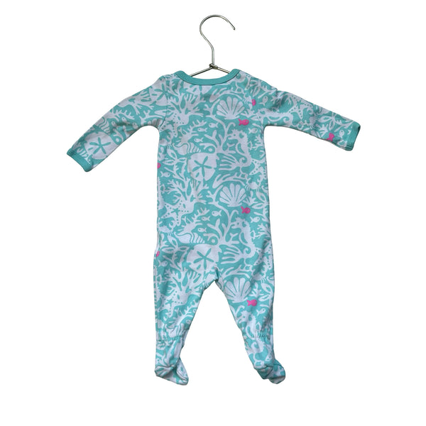 Vineyard Vines Teal & Ivory Under The Sea One Piece - Size 0-3 Months