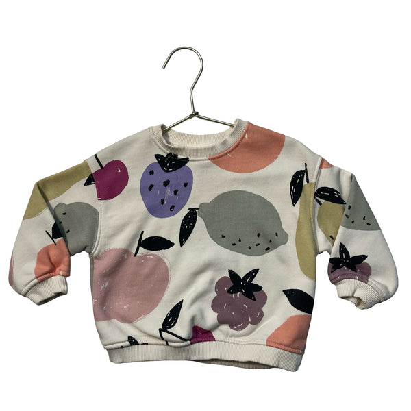 Zara Ivory & Pastel Fruit Print Sweatshirt - Size 1.5Y