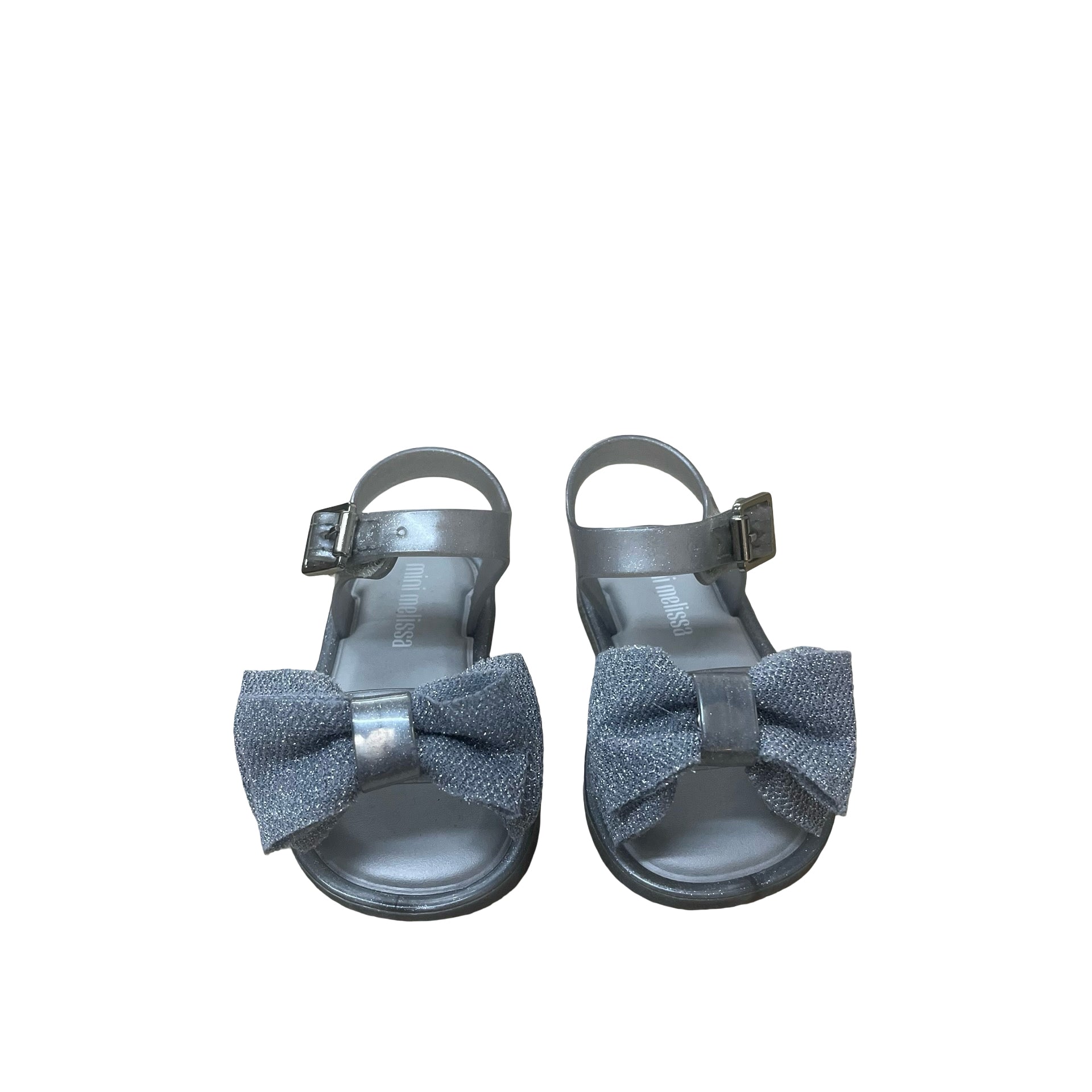 Mini Melissa Silver Bow Sandals - Size 5