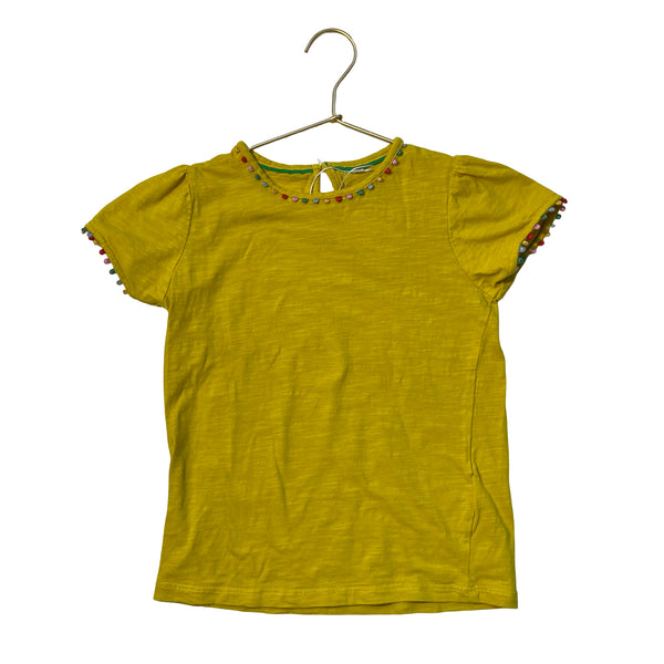 Mini Boden Yellow T-Shirt, Colorful Trim - Size 8-9