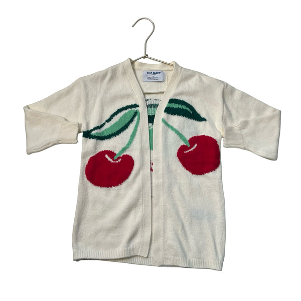 Old Navy SoSoft Ivory Cherry Graphic Open-Front Cardigan Sweater - Size 4T