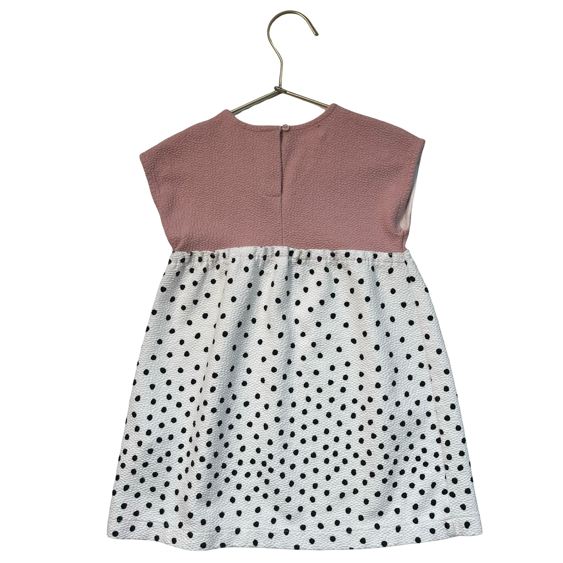Zara Ivory & Black Dot & Pink Dress - Size 3-4