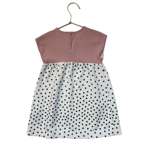 Zara Ivory & Black Dot & Pink Dress - Size 3-4