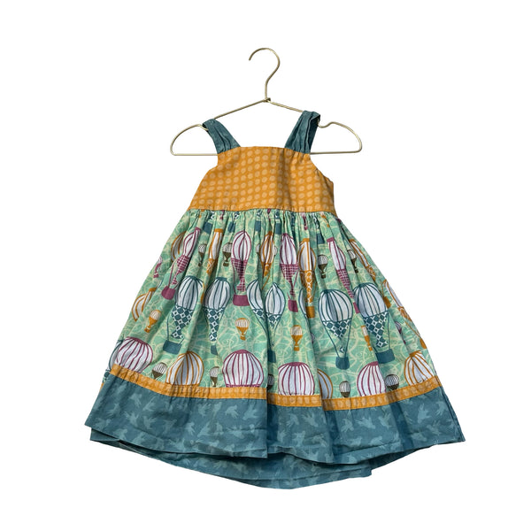 Jelly The Pug Teal & Multi-Color Hot Air Ballon Print Dress - Size 2T