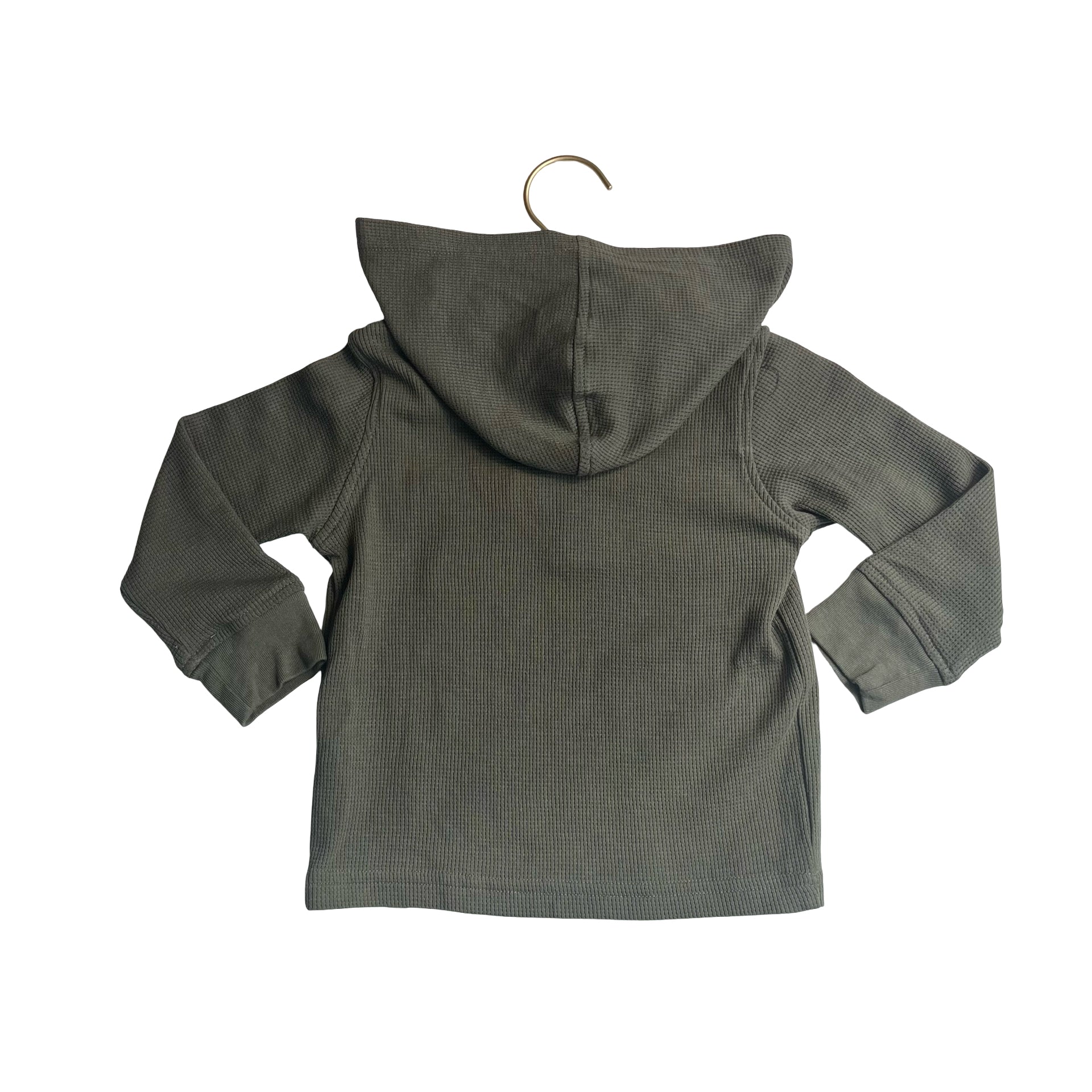 Lucky Brand Olive Green Hooded Waffle Henley Shirt - Size 24 Mo
