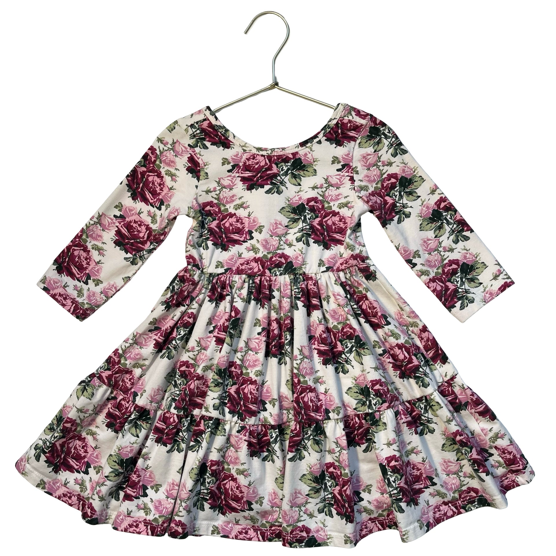 Janie and Jack Ivory & Pink Rose Print Dress - Size 4
