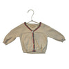 La Petite Collection Ivory V-Neck Red & Navy Trim Cotton Cardigan - Size 12 Mo