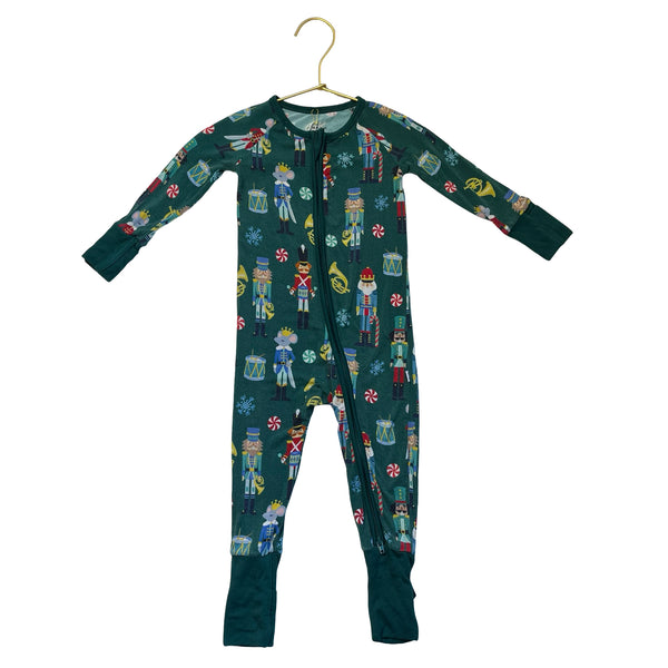 Little Sleepies Green Nutcracker Print One-Piece PJs - Size 6-12 Mo
