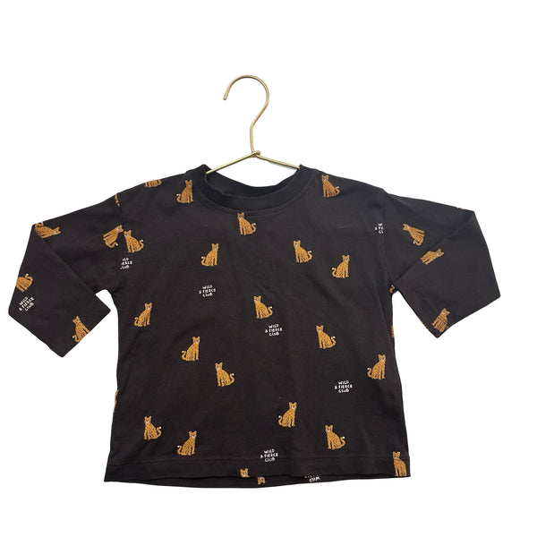 Zara Brown 'Wild & Fierce Club' Leopard Graphic Print Shirt - Size 18 Mo