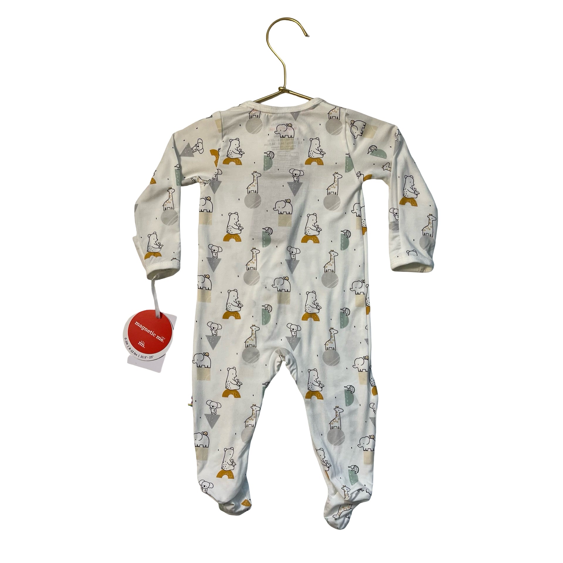 Magnetic Me Off-White Animal Graphic Footed One-Piece PJs with Tags - 0-3 Mo