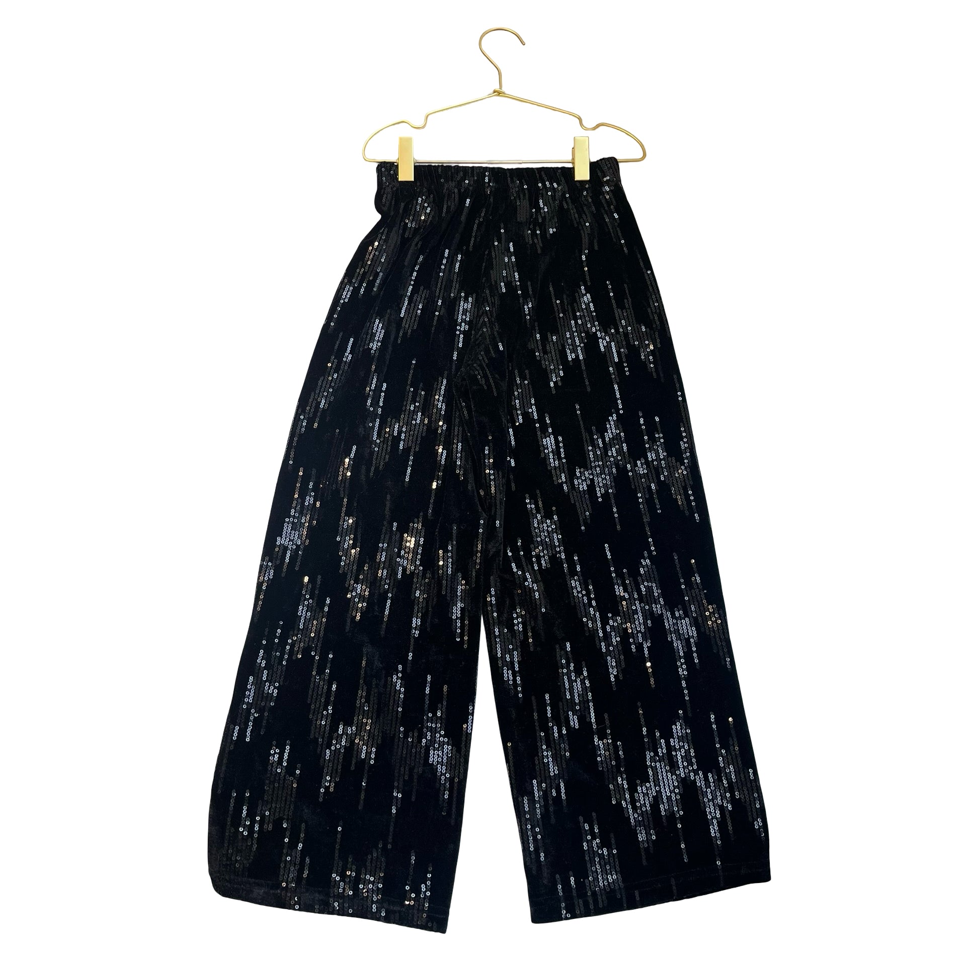 Zara Black Velvet & Sequin Pattern Pants - Size 9