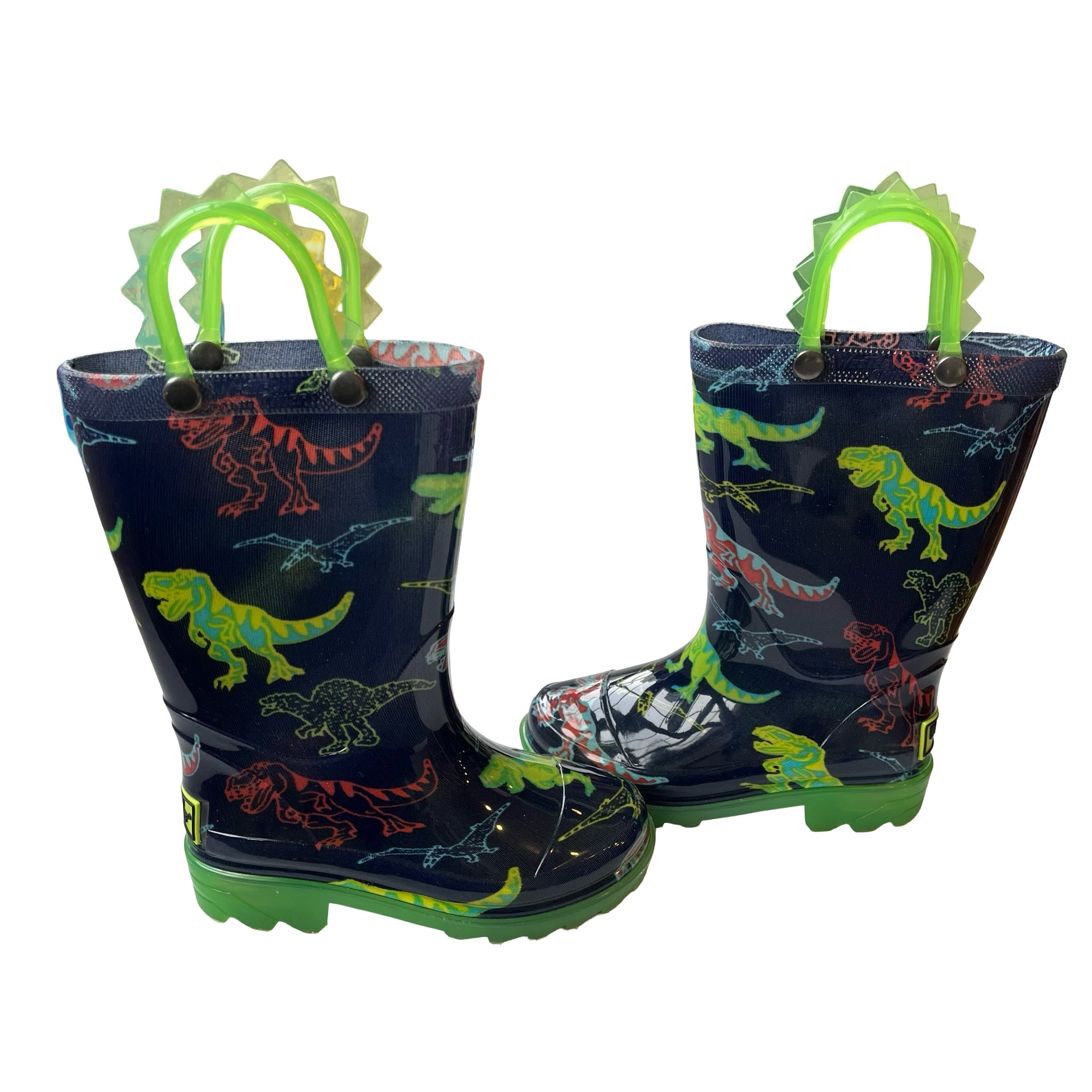 Western Chief Navy Dinosaur Light-Up Rain Boots - Size 7