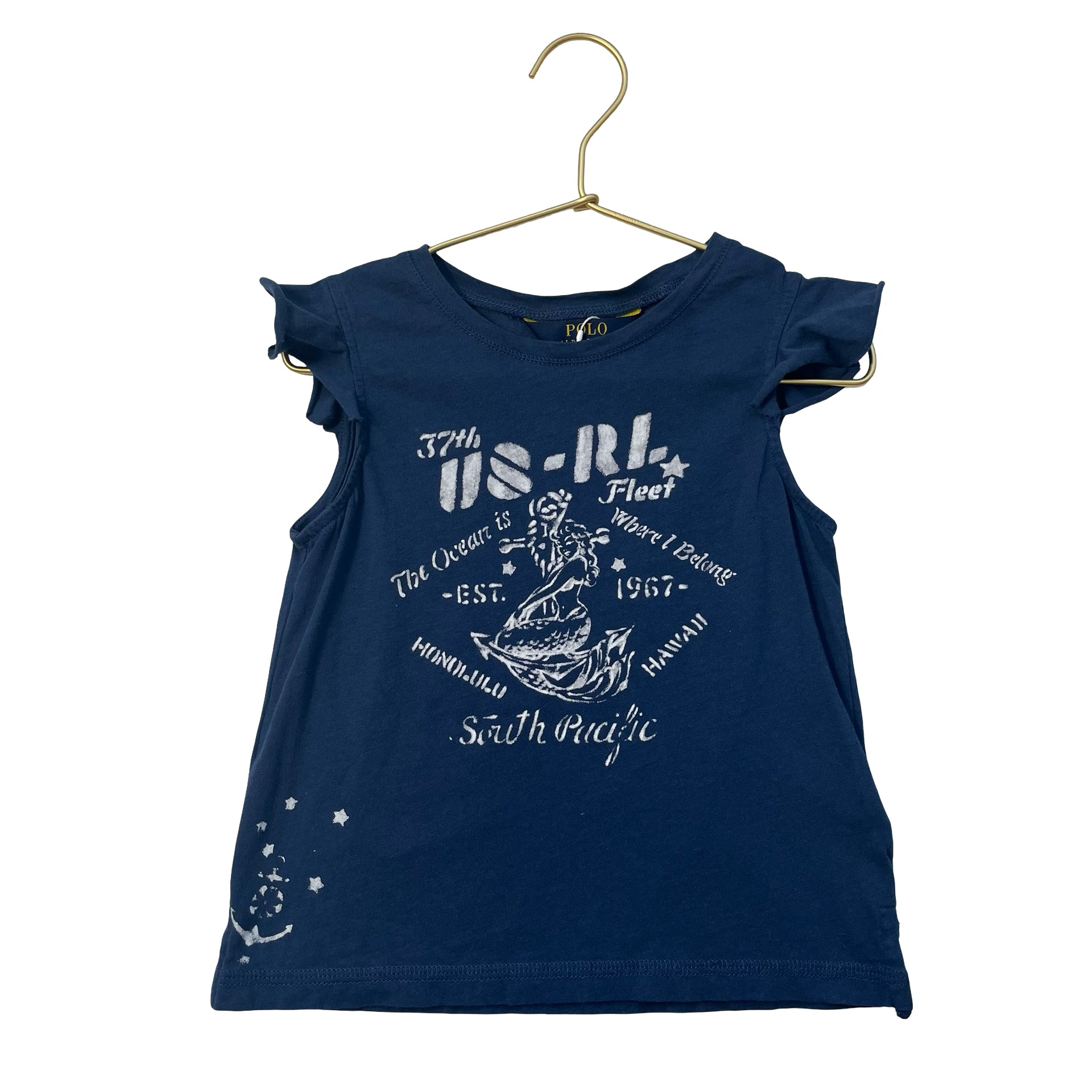 Polo Ralph Lauren Navy Nautical Graphic T-Shirt - Size 5