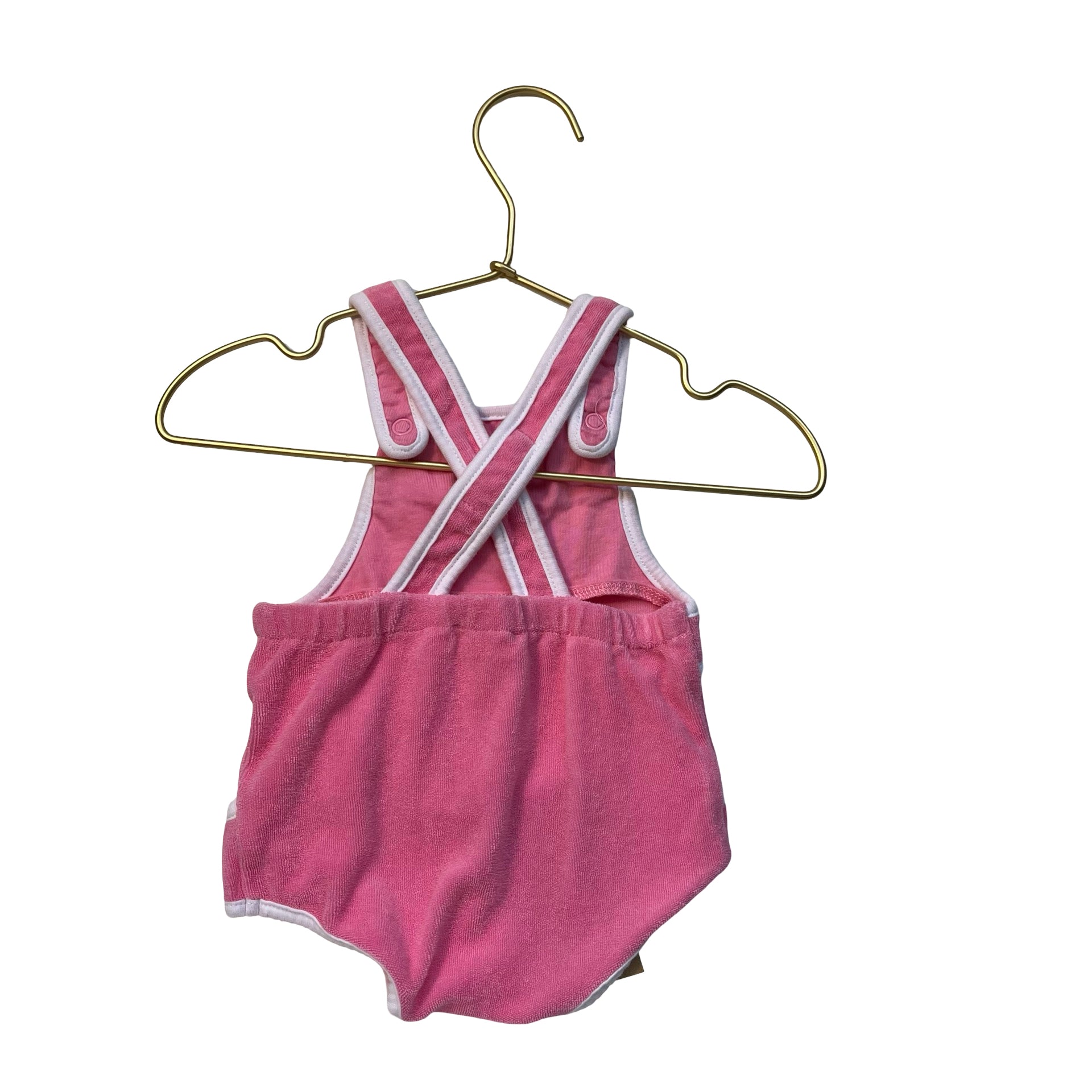 Jacadi Pink Terry Overall Bubble Romper - Size 3 Mo