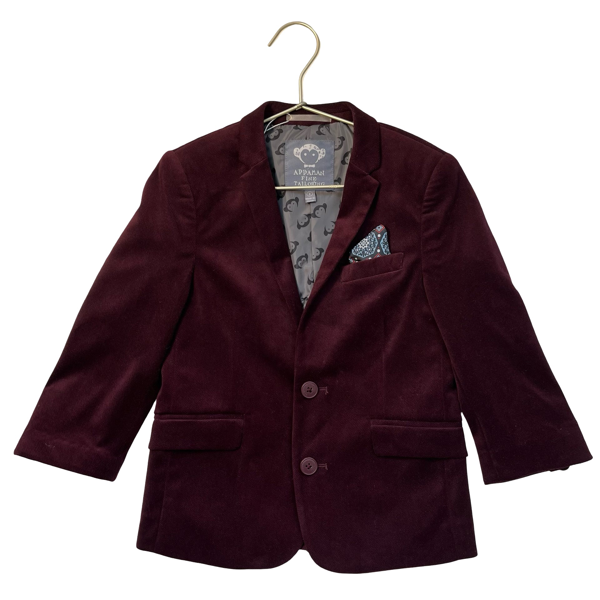 Appaman Burgundy Velvet Blazer - Size 6
