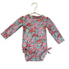 Ruffle Butts Light Blue & Pink Flamingo Print Swim Suit - Size 12-18 Mo