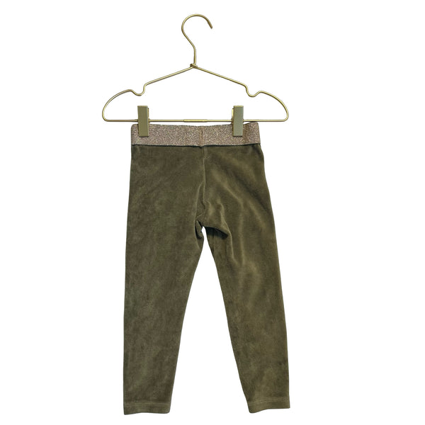 Mini Boden Olive Green Velour Leggings - Size 2-3