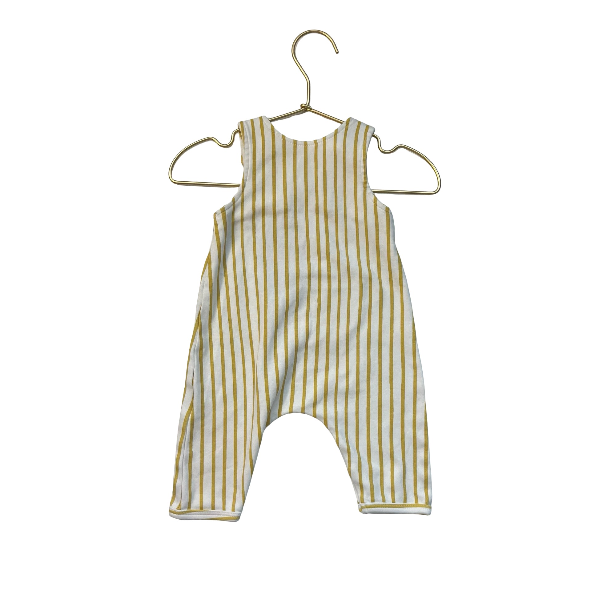 Pehr Ivory & Yellow Striped Overall One-Piece - Size 0-3 Mo