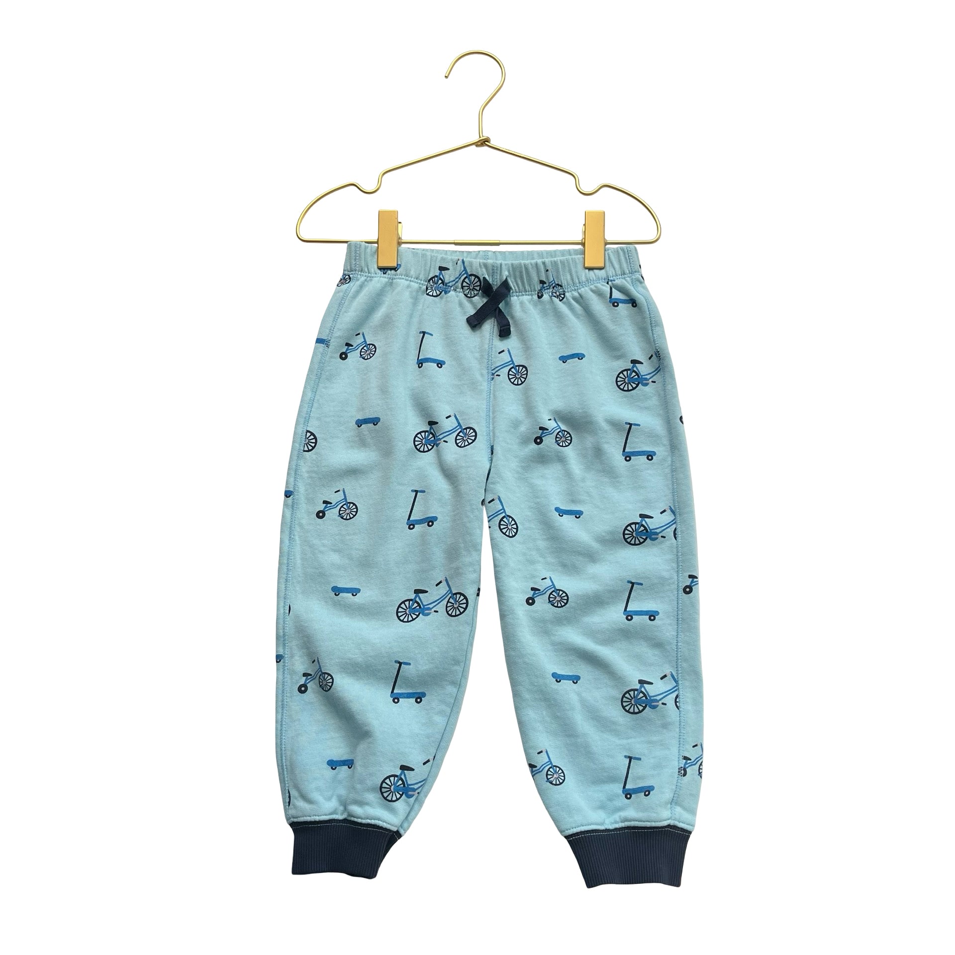 Monica + Andy Light Blue Bike & Scooter Print Joggers - Size 4Y