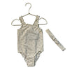 M&S Ivory Floral Swim Suit & Headband - Size 3